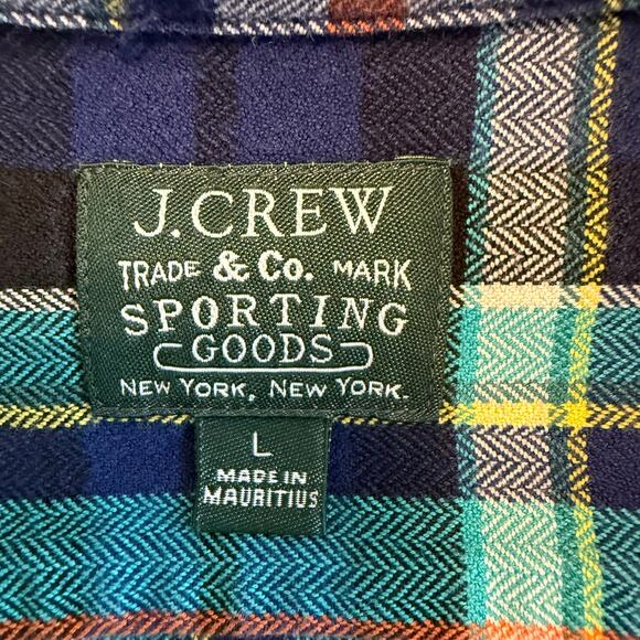 J Crew Men's Sporting Blue Green Flannel Button Down Size L - Picture 4 of 7